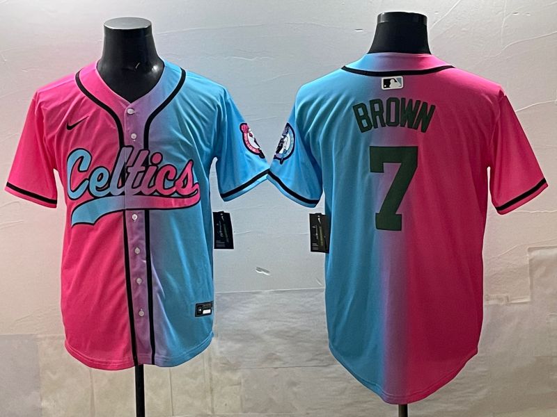 Men 2025 Boston Celtics #7 Brown Blue pink Nike NBA Jersey style 01->boston celtics->NBA Jersey